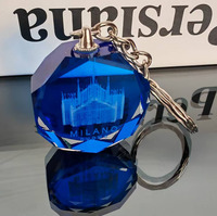 Porte-clés publicitaire en cristal lumineux LED gravé avec logo, vente en gros d'usine, idéal pour cadeau d'anniversaire