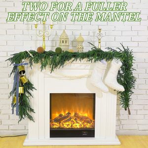 Guirnalda Navideña de Lujo de PVC Suave, Agujas de Pino Artificiales de Plástico Verde, para Decoración de Chimenea y Mesa de Navidad - Product Image 2