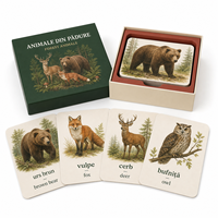 Cartes Flash Personnalisées Animaux de la Forêt Bilingues Roumanien-Anglais 350 g/m² Mat Laminé Éducatives pour Enfants