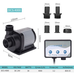 Pompe à eau d'aquarium DC 25W à débit réglable, pompe submersible sans balais 24V pour bassin, circulation d'eau pour poissons koï, matériau ABS - Product Image 5