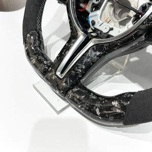 Volante Deportivo de Fibra de Carbono Plateada Forjada con Alcántara Negra para <span class=keywords><strong>BMW</strong></span> F10 F20 F30 F32 F36 M3 F80 M4 F82 M2 F87 M5 F90 - Product Image 5