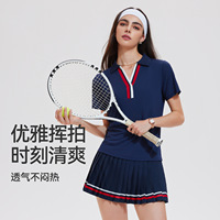 Ensemble jupe-short de sport personnalisé pour femme, motif léopard, avec poche au genou, polo à manches courtes, séchage rapide, pour golf, tennis, badminton