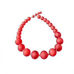 Collar de Perlas de Resina de Ágata Roja de la Mejor Calidad para Mujer, Diseño Único Premium, Chapado en Oro, Estilo Clásico, Joyería de Regalo para Boda - Product Image 4