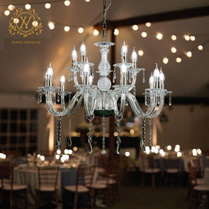 Lustre acrílico transparente para decoração de casamento, lustre com 10 + 5 cabeças, decoração de teto para salão de casamento, adereços para decoração de casamento - Product Image 1