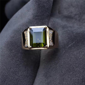Gemstone Fine Jewelry Manufacturer Wholesale Classic 3.35 Ct Carats Natural <strong>Green</strong> Tourmaline Men Ring 18K Real Gold <strong>jewellery</strong> - Product Image 2