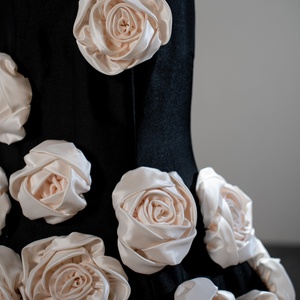 Sfy262 Dubai Black Strapless <b>White</b> 3D Flower Mermaid Evening Dresses Court Train Sleeveless Satin Prom Dresses Jancember - Product Image 4