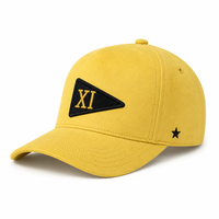 Casquettes de baseball unisexe sur mesure, jaunes et noires, avec patch brodé, profil haut, faible MOQ