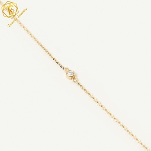 5 Stones 18Inch Necklace 3MM Round Moissanite Necklace for Ladies Moissanite Diamond 14K 18K <strong>Gold</strong> Necklace Graduation Gift - Product Image 6