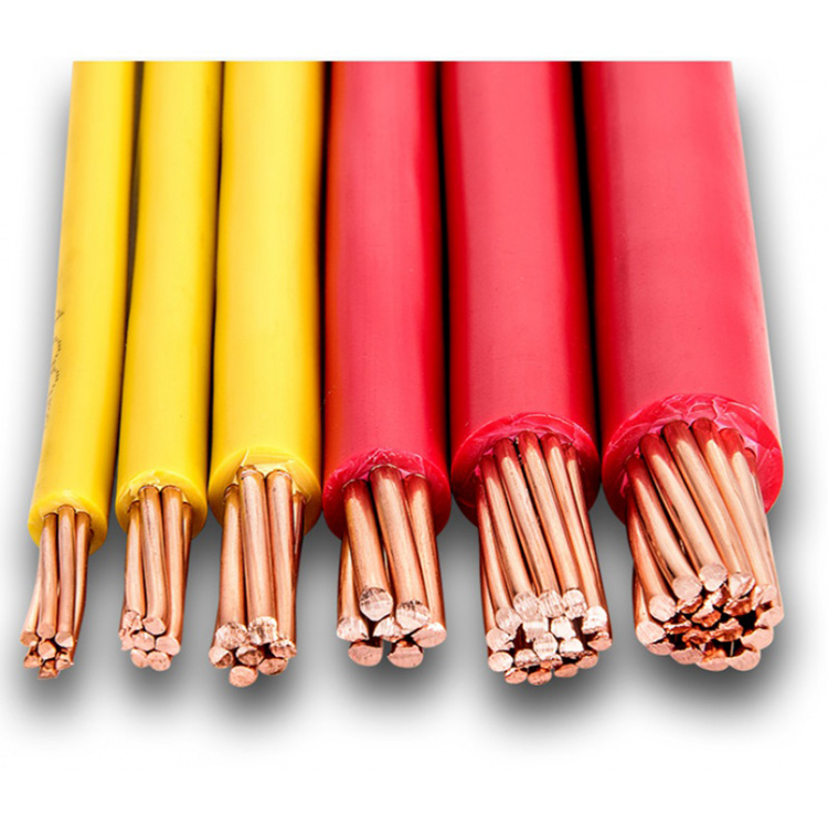 THHN 6/10/12/14/22AWG Cable eléctrico de cubierta de nailon aislado de PVC 7 hilos de alambre de cobre para casa