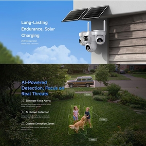 Caméra de sécurité solaire 4MP à double objectif, <span class=keywords><strong>batterie</strong></span> 12000mAh, suivi panoramique/inclinaison, vision nocturne couleur, détection humaine IA - Product Image 6