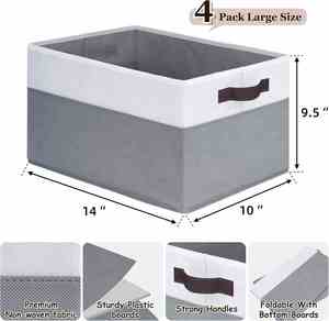 Large Storage <b>Baskets</b> for <b>Shelves</b> Decorative Collapsible <b>Baskets</b> Fabric Closet Organizers and Storage Bins with Handles - Product Image 2