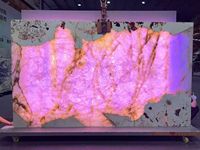 Dalles d'onyx de luxe en quartzite translucide Onyx Patagonia 337 x 199 cm, panneau mural moderne pour salon