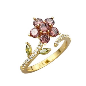 Original Design Rotating Flower Opening Ring Copper Alloy Micro Pave Zircon Adjustable Band Gift Jewelry - Product Image 5