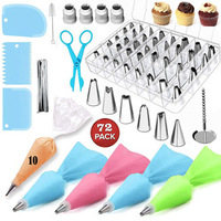 Düsen-Set für Kuchendekoration Edelstahl Metall 72-teilig Spritztüllen Küchen-Backzubehör Set