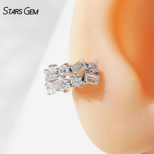 Pendientes de Oro Sólido de 10K Starsgem, Pendientes de Oreja Unisex de Moda, Clip de Oreja con Diamante Cultivado en Laboratorio de 0.69ct, Forma Elegante - Product Image 5