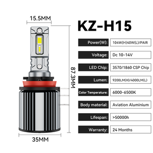 Faros LED H15 100% CANBUS Sin Errores 6000K para VW Audi <span class=keywords><strong>Vito</strong></span> A3 Golf - Plug-and-Play IP67 Ajuste Universal - Product Image 1