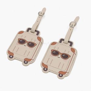 Personalized Cute Cartoon Animal Prints Fashionable PU Leather Luggage <b>Tags</b> Privacy Protection Carry-On Bags Custom <b>Name</b> <b>Tags</b> - Product Image 2