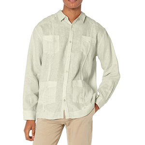 <span class=keywords><strong>Camicia</strong></span> Casual con logo personalizzato da <span class=keywords><strong>uomo</strong></span> a maniche lunghe <span class=keywords><strong>camicia</strong></span> da <span class=keywords><strong>spiaggia</strong></span> in <span class=keywords><strong>lino</strong></span> con 4 tasche - Product Image 5