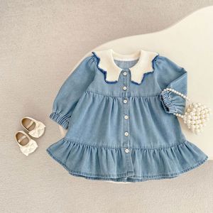 Engepapa <span class=keywords><strong>autunno</strong></span> vestiti per bambini primavera <span class=keywords><strong>autunno</strong></span> ragazze Denim abito a manica lunga Baby gonna - Product Image 5