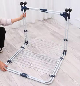 Cánh hình quần áo giá đứng với bánh xe có thể gập lại ban công quần áo móc sắt tráng quần áo khô giá - Product Image 3