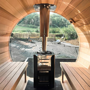 Sauna moderne en tonneau <span class=keywords><strong>de</strong></span> séquoia en bois pour 4 personnes avec toit en flèche audio Bluetooth et porte en verre, prix <span class=keywords><strong>de</strong></span> gros - Product Image 5