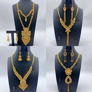 Parure de bijoux ZX Bride plaquée or 24 carats, collier et boucles d'oreilles, accessoires de mode africains pour femme, ensemble deux pièces tendance et unique, pour femme éclatante - Product Image 3