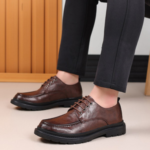 รองเท้าหนังสีน้ำตาลสำหรับผู้ชายแบบผูกเชือก รองเท้าอ็อกซ์ฟอร์ดลำลองสำหรับใส่ทำงาน เหมาะสำหรับวัยรุ่นอายุ 18-40 ปี - Product Image 1