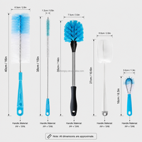 Lot de 5 brosses multi-usages pour bouteilles, avec long manche, en nylon et éponge, pour le nettoyage des pailles et verrerie, vente en gros usine