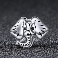 Perles argentées en forme d'éléphant gardien de forêt, pièces, breloque
