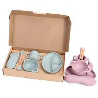 Ensemble d'alimentation pour bébé en silicone de qualité alimentaire sans BPA, design moderne, ustensiles de repas pour enfants, bol à ventouse, assiette compartimentée, écologique et sûr