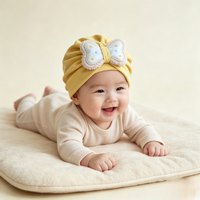 Chapeau turban pour bébé avec nœud détachable, couleur unie, doux, bandeau pour nourrisson, bonnet pour nouveau-né, accessoires pour séance photo de bébé