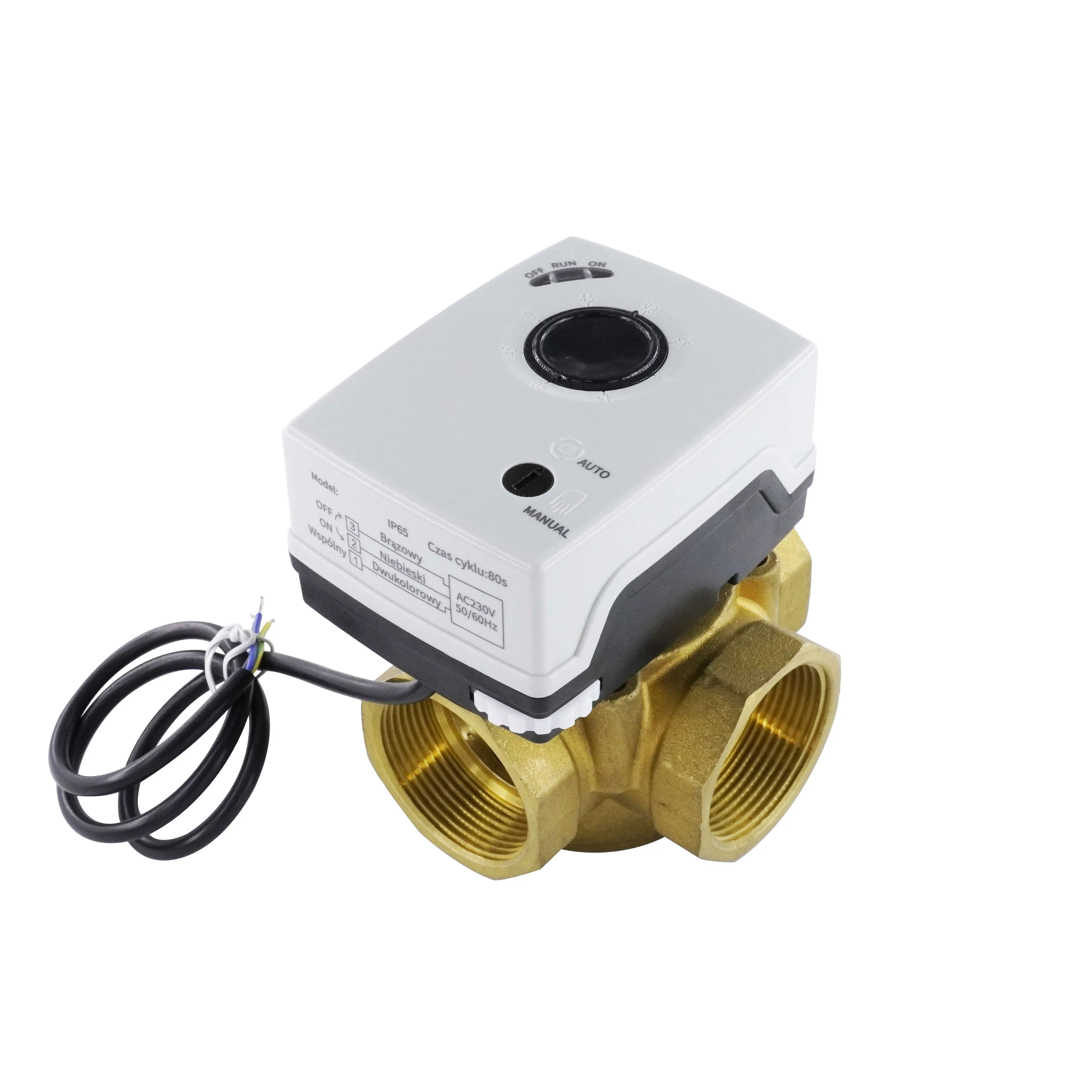 ZL-2143 Brass 3 4 way actuator rotary motorized mixing valve