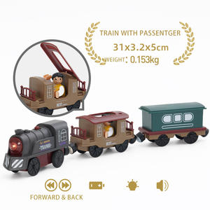 Juego de <span class=keywords><strong>tren</strong></span> <span class=keywords><strong>el</strong></span>éctrico de dibujos animados Unisex con ganado Animal Pasajero Compatible con juguetes de pista de madera Juego de juguetes de juego de rol - Product Image 3