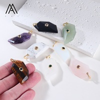 Pendentif rectangulaire plaqué or 18 carats avec incrustation de zircon et pierres précieuses multiples pour la fabrication de bijoux DIY, cadeau