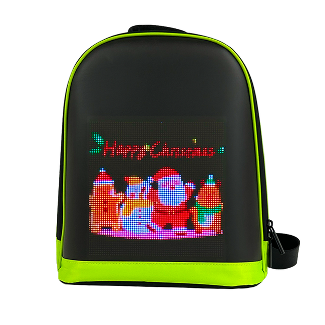 Personalized Geometric LED Backpack Waterproof RFID Protection USB Charging Port Cover 20-37L Capacity Blue Tooth Connection for