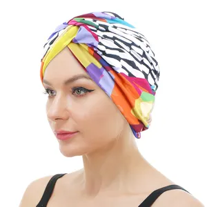 New Women satin lined Twist Stretch turban Muslim Inner Hijab Cap Bandana Cancer Chemo Cap Headscarf Lady Hair Hats