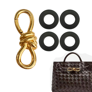 อุปกรณ์เสริมสำหรับกระเป๋า สไตล์ <span class=keywords><strong>Bottega</strong></span> กระเป๋าสานแบบผูกปม ฮาร์ดแวร์ล็อคแบบเกี่ยว ห่วงโลหะผสมสังกะสี โบว์ผูกปมรูปเลข 8 - Product Image 1