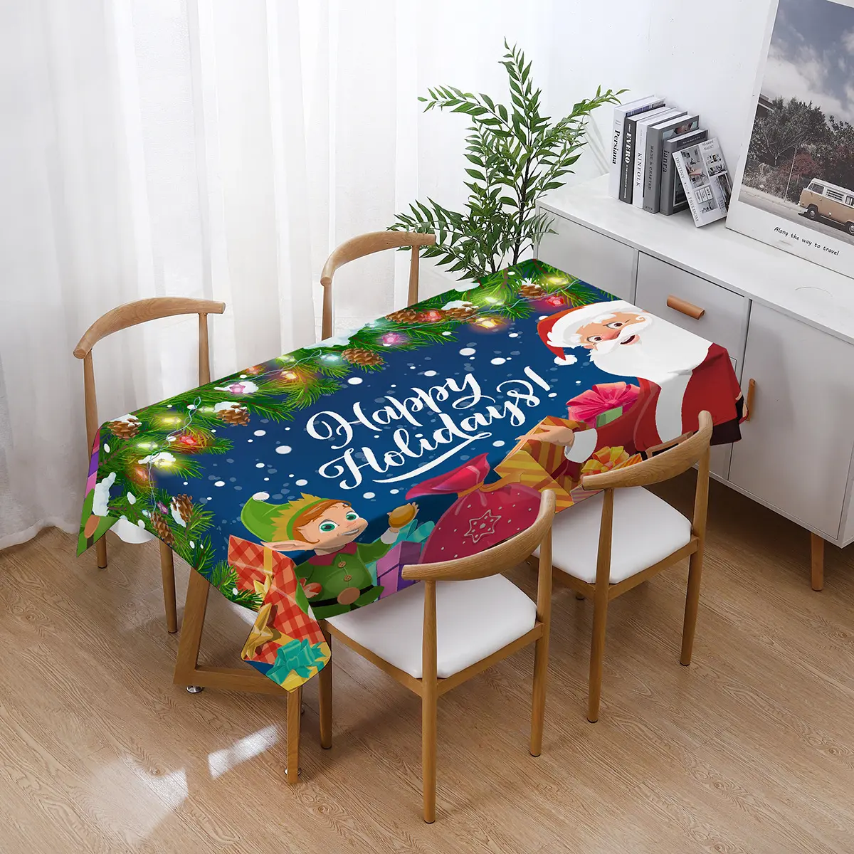 2023 Newest wholesale Christmas Table cover Blank Sublimation Tablecloth Custom Pattern Tablecloth for Christmas Decoration