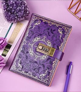 Cuaderno Retro Vintage B6 de Cuero PU con Tapa Dura y Cierre de Contraseña, Páginas Gruesas, 100 Hojas, Encuadernado Cosido, Múltiples Diseños, Agenda de Oficina - Product Image 4