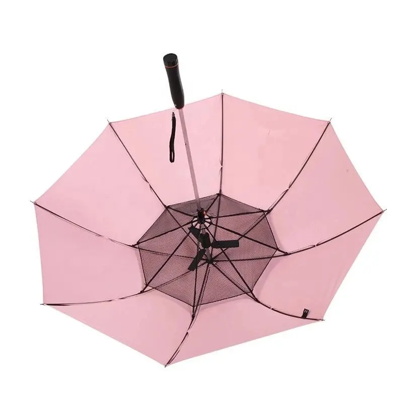 उच्च गुणवत्ता लोकप्रिय बिक्री गुलाबी आउटडोर चंदवा के साथ ठंडी हवा सीधे छाता बिजली के पंखे, आउटडोर छाता के साथ यूएसबी पुनर्भरण