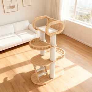 Modern Wood <b>Cat</b> <b>Tree</b> Multi Level <b>Scratching</b> Post With Perches For <b>Cats</b> - Product Image 1