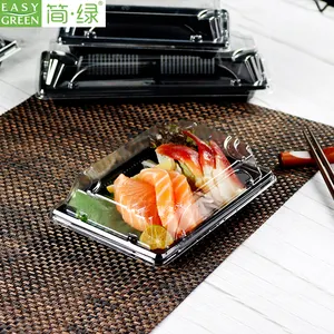 Easy Green Ps Fast Food Take Away Container Printing Plastic Sushi Tray Plastic Serving Food Tray With Lid