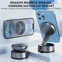 Support de téléphone magnétique télescopique en alliage d'aluminium avec ventouse, compatible chargeur sans fil 15W, personnalisable avec logo