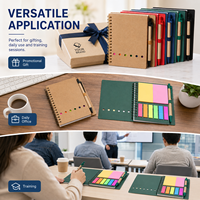 Ensemble de carnets écologiques réutilisables, bloc-notes spirale avec stylo, marque-pages adhésifs, logo personnalisé, fournitures de bureau, scolaires, événementielles, cadeaux