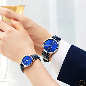 Reloj de Cuarzo Personalizado OEM de 39 mm, Reloj de Cuero Azul para Parejas, Reloj de Cuarzo Casual de Lujo para Hombre - Product Image 3