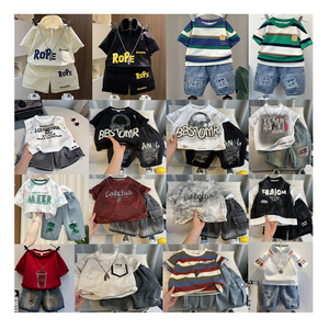 Completo Estivo di Alta Qualità per Ragazzi 1-8 Anni, T-Shirt a Maniche Corte e <span class=keywords><strong>Pantaloncini</strong></span> in Denim, Set di Abbigliamento Casual 2 Pezzi - Product Image 2