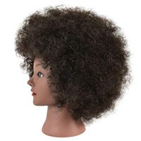 Tête de Mannequin Afro Très Vendue pour l'Entraînement Coiffure, Tête de Poupée 100% Cheveux Humains pour Tressage et Coiffage