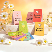 Cartes d'affirmations positives multicolores lumineuses, illustrations de dessins animés mignons personnalisées, carton épais enduit, respectueux de l'environnement, pour usage familial