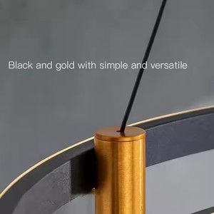 Anello cerchio di lusso <span class=keywords><strong>lampadario</strong></span> a soffitto a LED oro nero 2 strati luce a sospensione a LED <span class=keywords><strong>con</strong></span> faretto creativo lampada a sospensione da soffitto - Product Image 4
