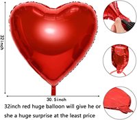 30 ''grands ballons hélium en forme de coeur feuille énorme saint valentin mariage fiançailles anniversaire décor géant ballon coeur rouge